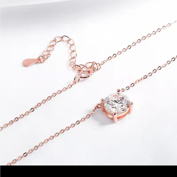 NWOT Genuine 3ct Moissanite necklace 16” to 18” Rose gold plated GRA certificate - Picture 5 of 12